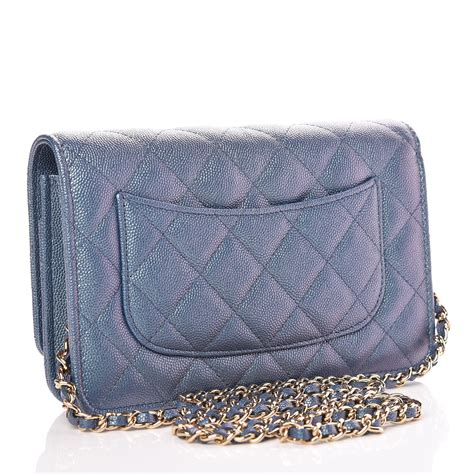 chanel iridescent blue wallet|CHANEL Iridescent Caviar Quilted Wallet on Chain WOC Dark .